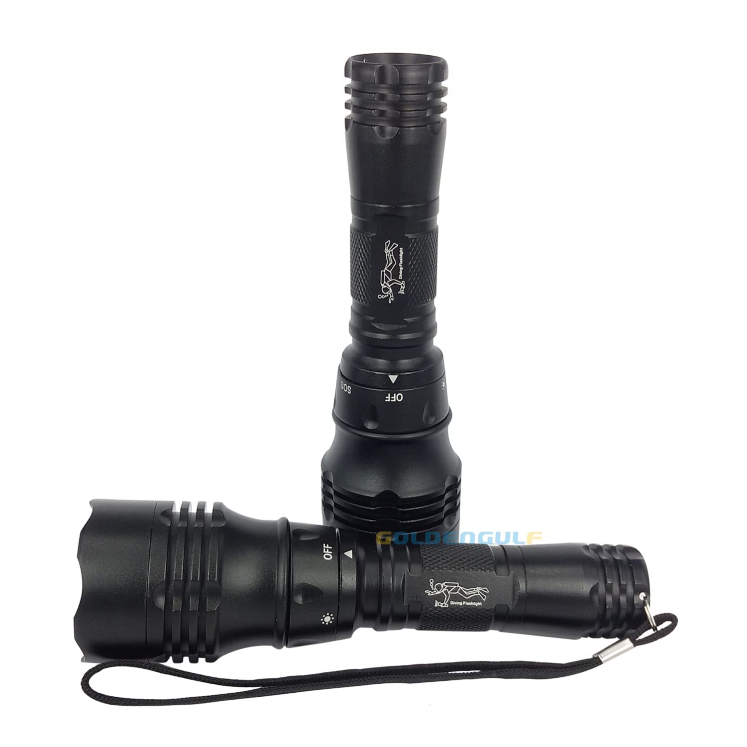 Goldengulf Super Bright 5 Mode Diving Flashlight Torch Underwater 100M Scuba Dive Light for Outdoor Water Sport Battery and Charger Included