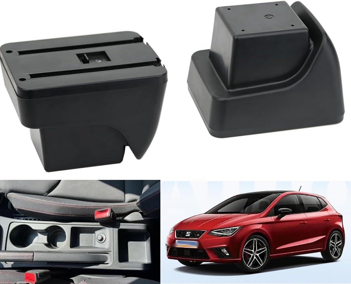 Auto Armsteun Box Cover voor Seat Arona, Opbergvak Arm Rest Middenconsole Arm Rest Midden Opbergvak Interieur Retrofit Onderdelen,A Black red line