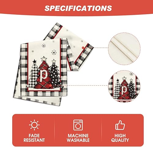 Miniatura 5 de Artoid Mode Camino de mesa de Navidad con monograma de letra P Buffalo a cuadros con árboles de Navidad, decoración de mesa de comedor de invierno