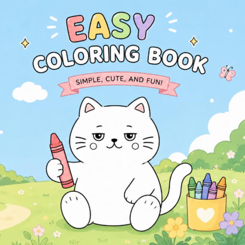 Easy Coloring Book: Simple, Cute, and Fun Cat Coloring Pages for All Ages