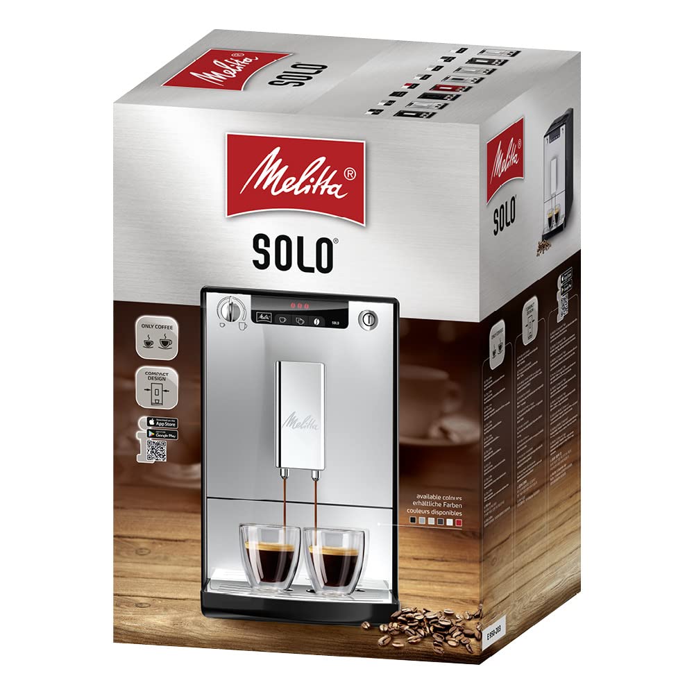 Melitta Solo E950-104, Cafetera Automática con Molinillo, 15 Bares, Café en Grano para Espresso, Limpieza Automática, Personalizable, Rojo
