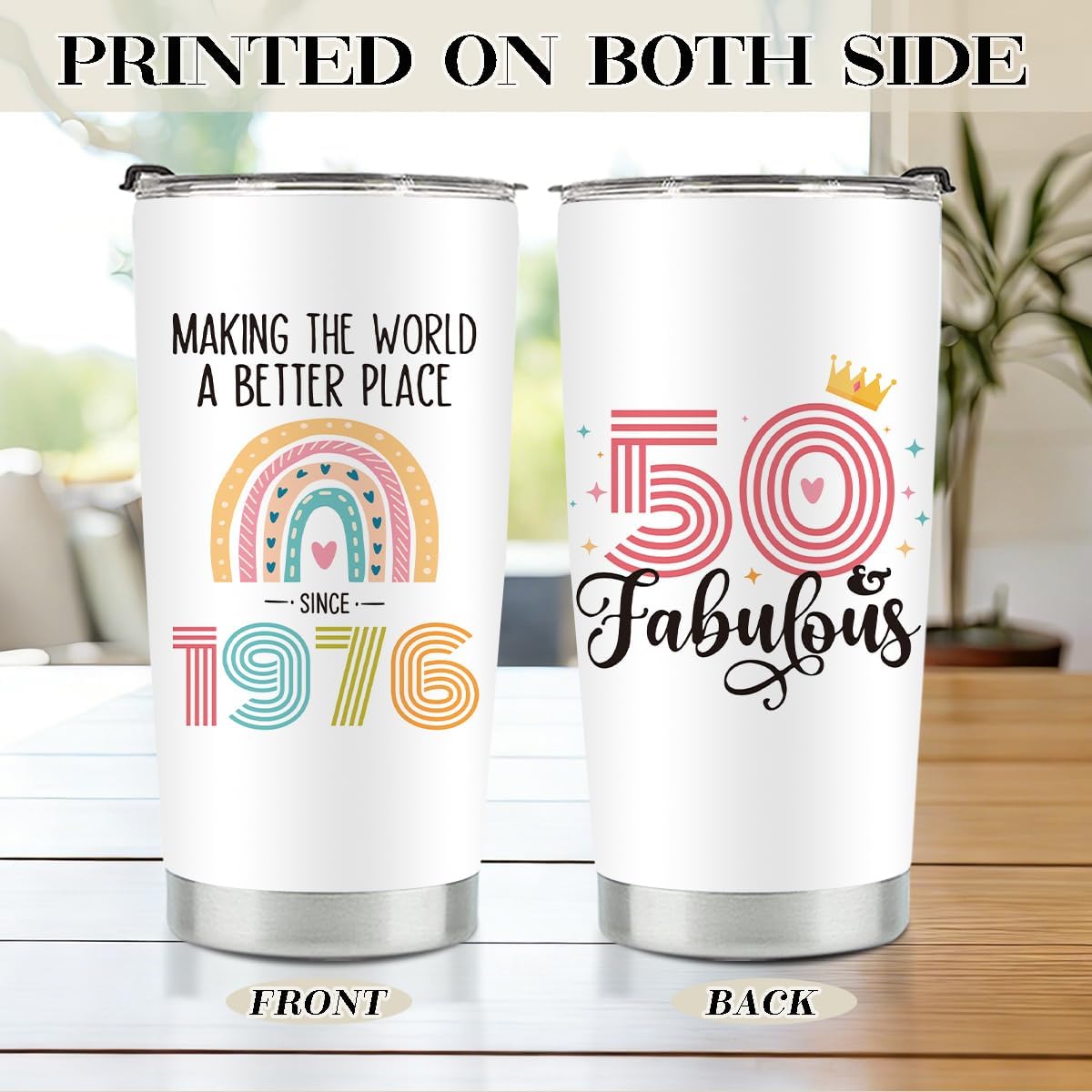 50th Birthday Gifts for Women Her, 1976 50th Birthday Decorations for Woman, 50 Year Old Birthday Gift Ideas, 20 oz Stainless Steel Vacuum Insulated Tumblers - Image 2