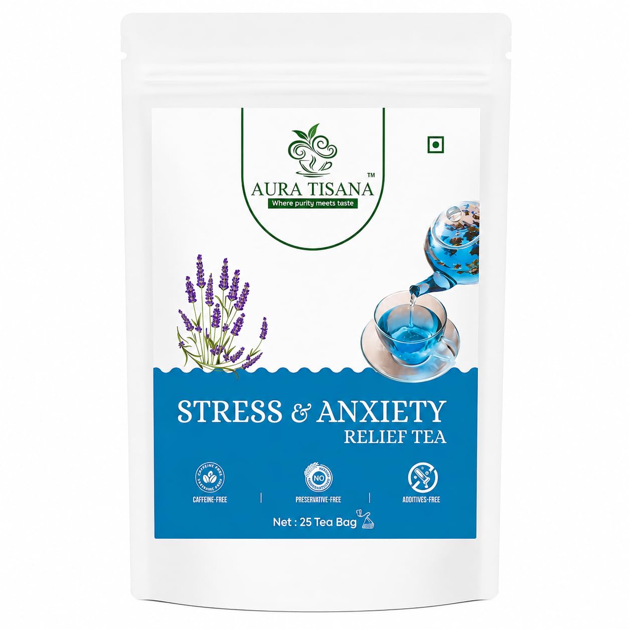 Aura Tisana Stress & Anxiety Care Herbal Tea | Natural Herbal Blend for Calm & Relaxation Support | Caffeine Free | 60g-image-9