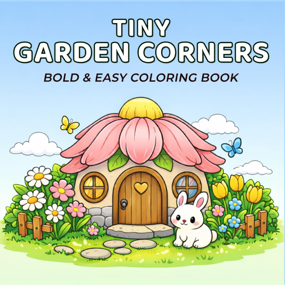Tiny Garden Corners Coloring Book: A Cozy Cottagecore Coloring Pages Featuring Spring Flower Houses, Cute Garden Corners and Comfy Mini Scenes – Bold ... for Adults and Teens to Relax and Unwind