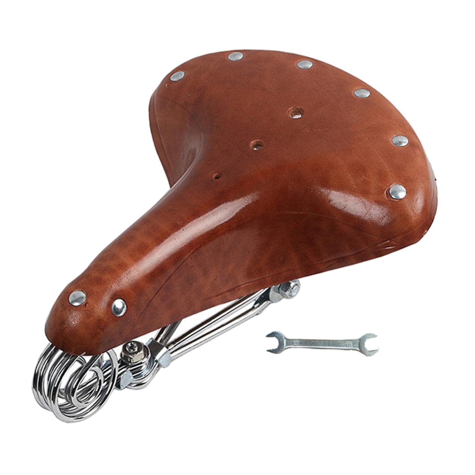 BNF Retro Bicycle Bike Cycle PU Leather Saddle Seat Spring Comfort Seat New Dark Brown | Sporting Goods | Cycling | Bicycle Components & Parts | Saddles, Seats | 1*Saddle, 1*Wrench-image-12