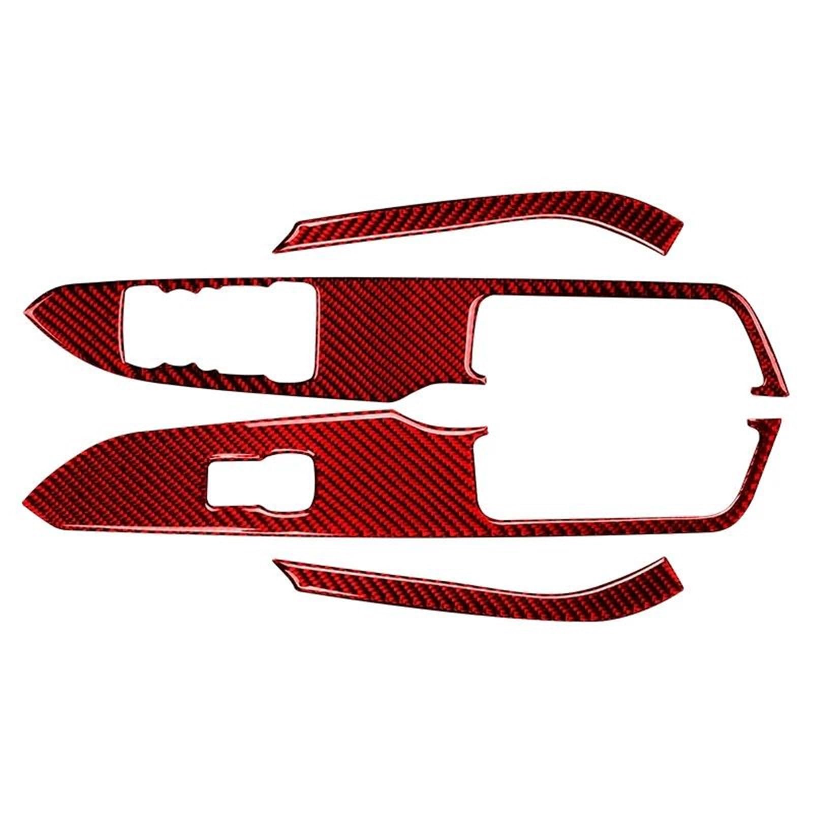 Car Windows Lifting Switch Control Panel Decoration Cover Trim Sticker for Ford for Mustang GT 2015-2021 OOPUHKSY(Red(RHD))
