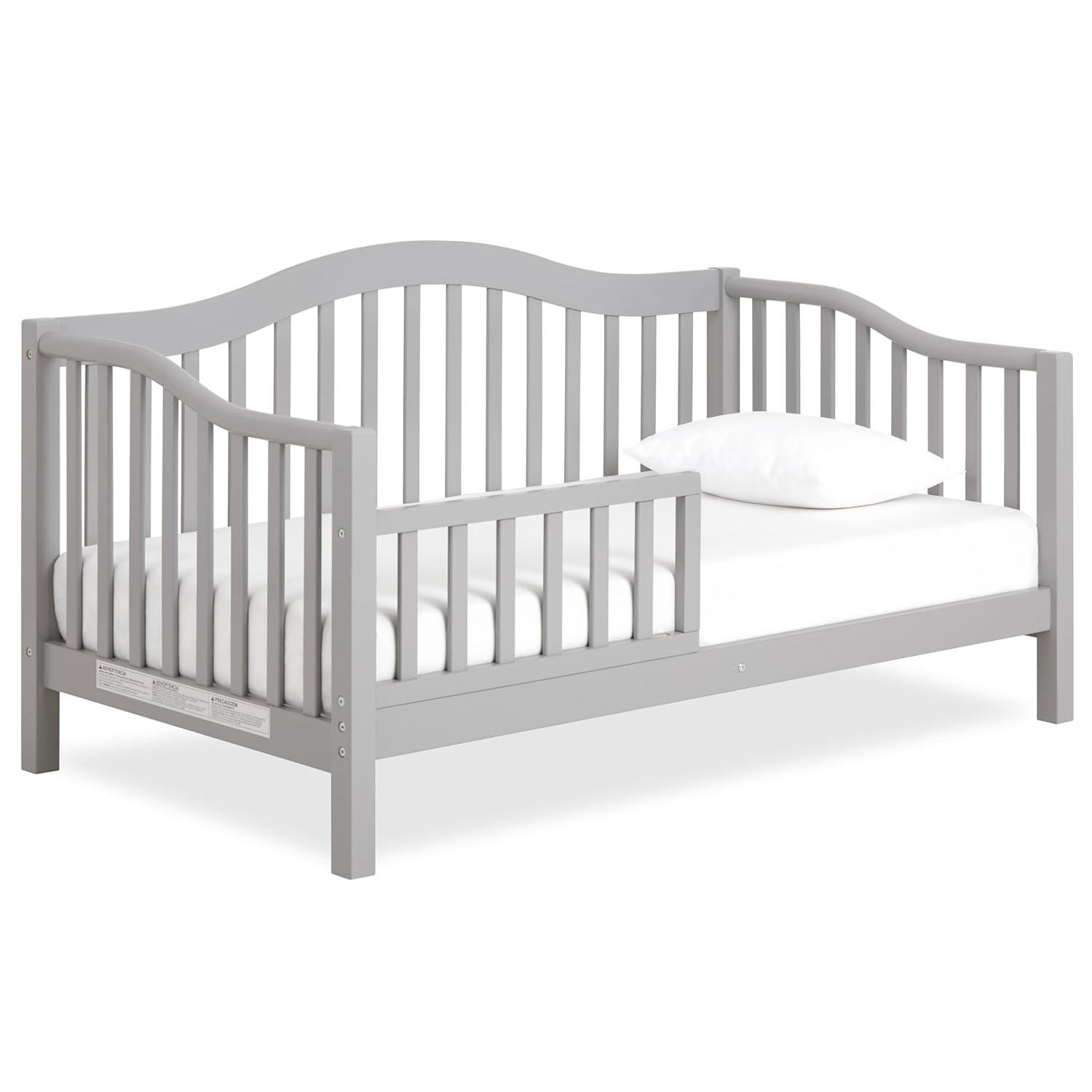 Dream On Me Austin Toddler Day Bed with Rails in Pebble Grey, Low to Floor Toddler Day Bed, Greenguard Gold & Baby Safety Alliance Certified, Non-Toxic Finishes, Side Safety Guard Rail