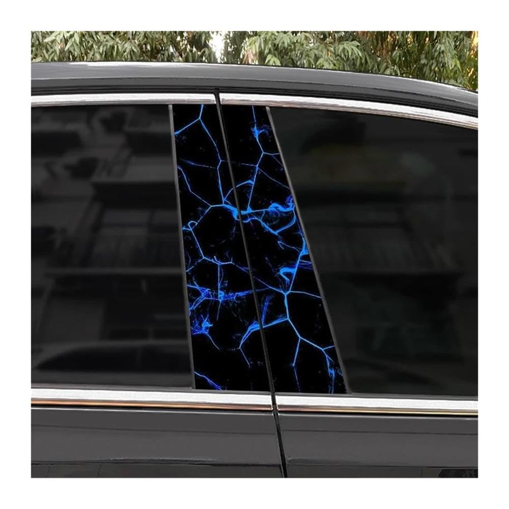Body Parts 2pcs Car B-Pillar Decals Ice Blue Lightning Auto Center Pillar Waterproof Sticker(D)