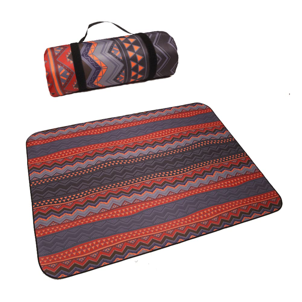 Couverture de Pique-Nique Imperméable, Pliable Tapis Plage Extra Large Pique Niques pour Plage, Le Parc, la randonnée, Le Camping, Les Voyages en Famille (Noir Boho,200x300cm)
