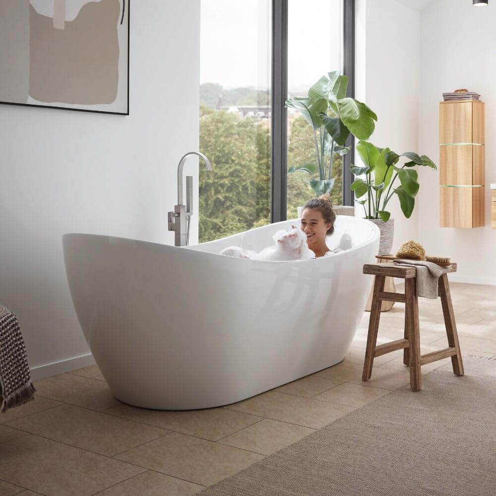 Home Deluxe - freistehende Badewanne mit Whirlpoolfunktion - OVALO PLUS - Maße 180 x 90 x 72 cm - inkl. komplettem Zubehör I Whirlwanne, Whirlpool für 2 Personen