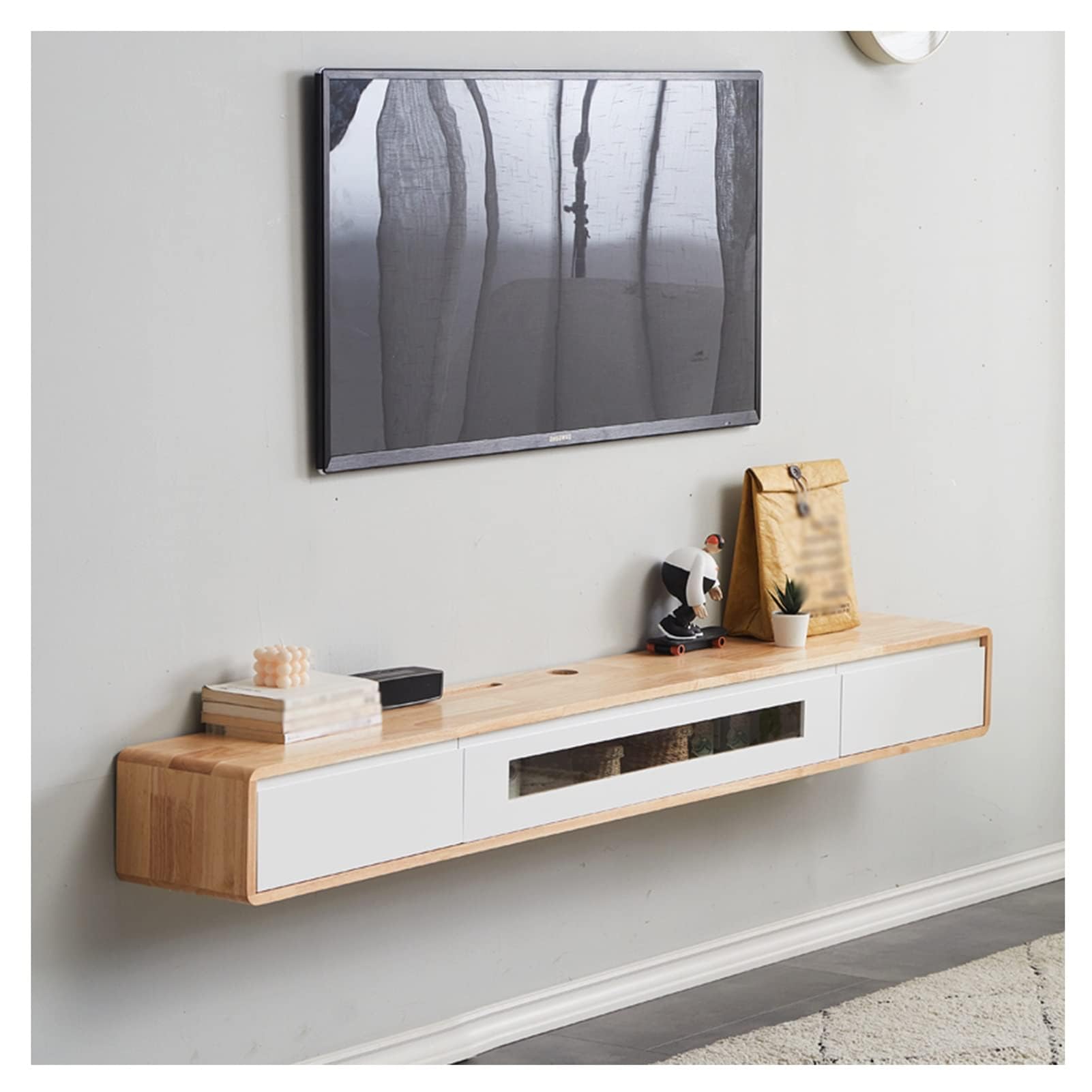 CAFIEDR Floating Tv Stand Wall Mounted Tv Cabinet-Space-Saving Entertainment Media Console Storage Hutch,For Living Room Décor.A-140cm