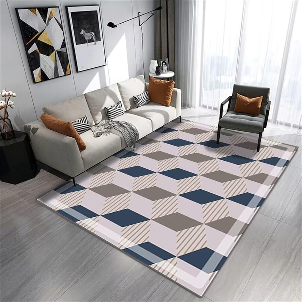 Tapis lavable bleu pour chambre ado et salon dynamique 200x280