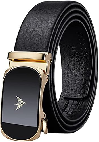 VANNANBA Leather Ratchet Belts for Men Fashion Automtic Buckle Waist Belt,Mens Belt with Gift Box