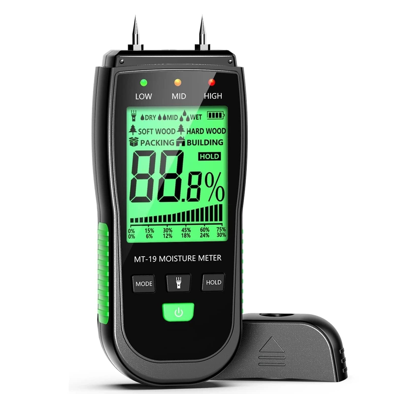 Mierniki wilgotności drewna, miernik drewna/ścian/materiałów budowlanych z 4 trybami pracy, cyfrowy czujnik ścian wyświetlaczem LCD HD, tester opałowego