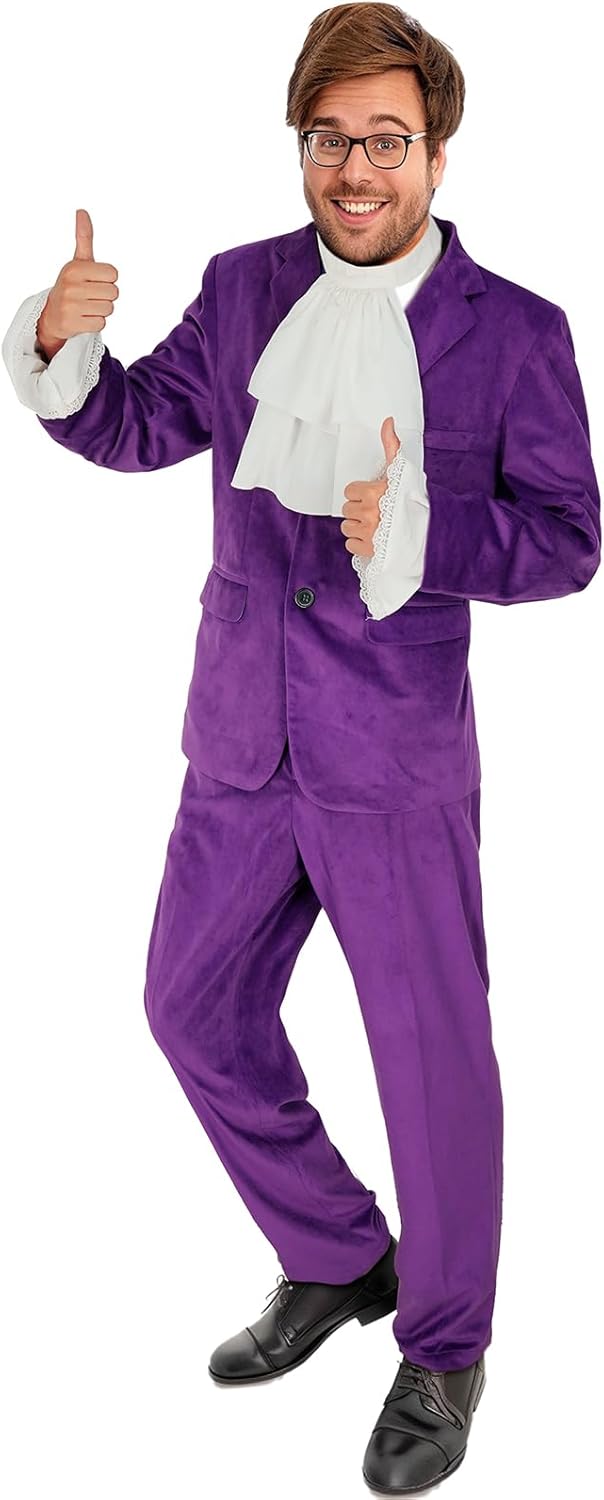 Men's Velvet 2 Piece Suit 60s Halloween Costume Tuxedo Blazer Party Jacket Pants - Image 2