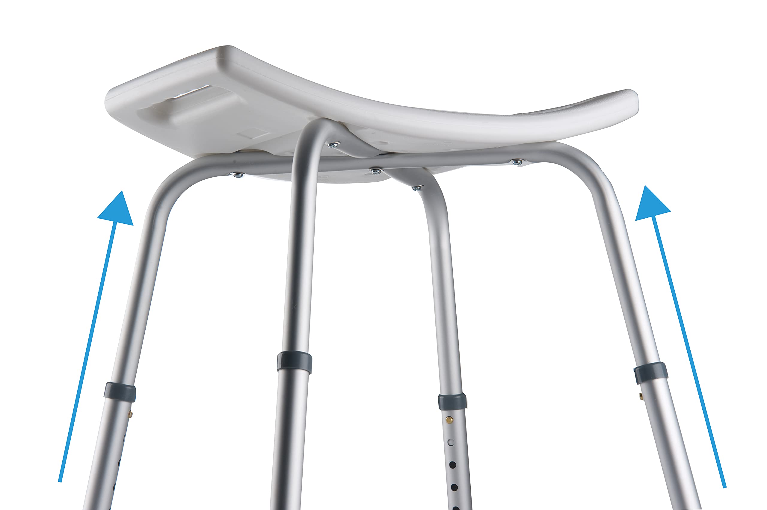 Vivamore Taboret prysznicowy z antypoślizgową regulacją wysokości - maks. 150 kg, tworzywo sztuczne, biały