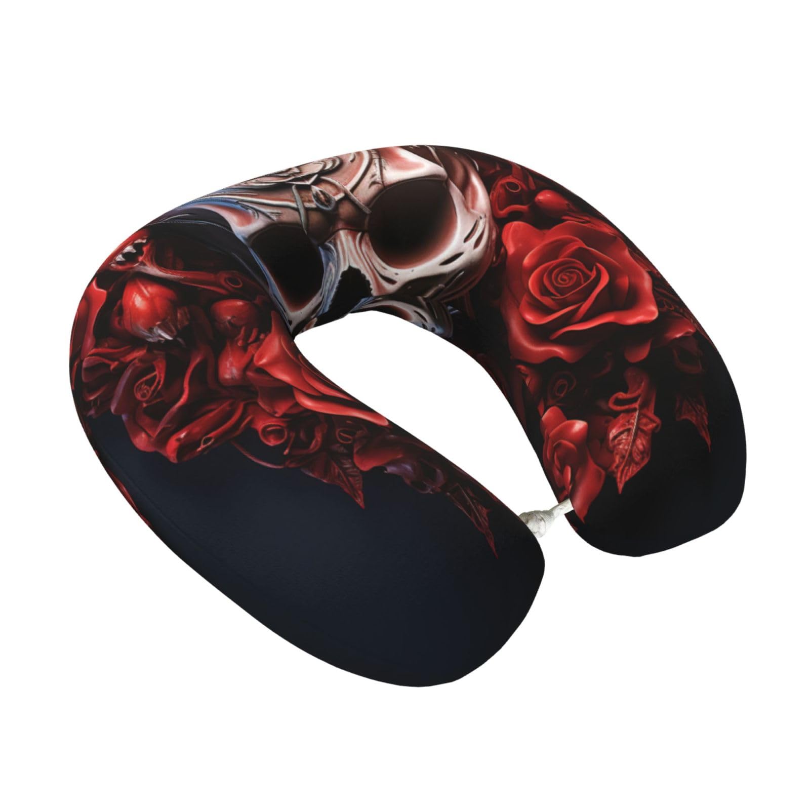 Yyoretp Rose Skull Print Travel Pillow Pure Memory Foam Neck Pillows Portable Headrest for Airplane