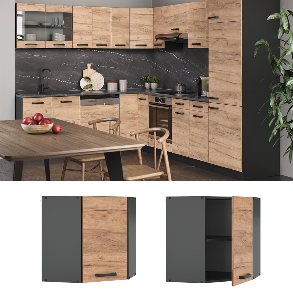 Vicco Mobile angolare da cucina R-Line, Rovere dorato, 57 cm, per la libera combinazione all'interno di sistemi cucina modulari