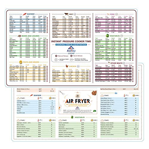 Aolfay 2 Pack Magnetic Cheat Sheet Cookbook for Instant Pot and Air Fryer