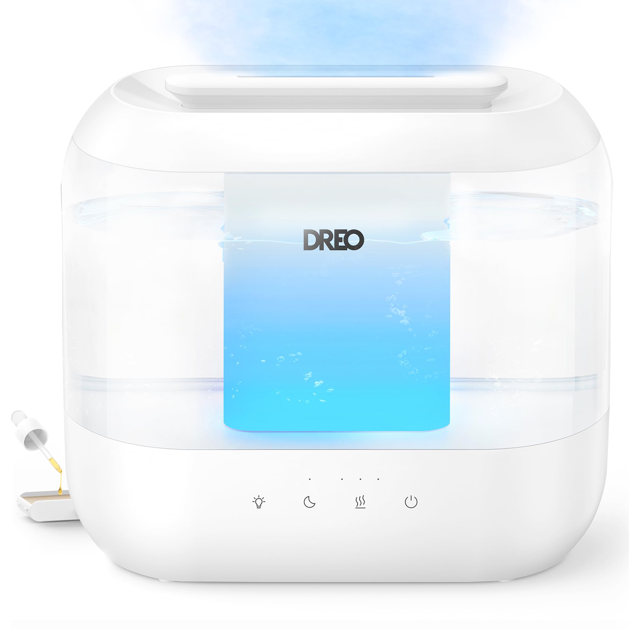 Dreo Humidifiers for Bedroom, Top Fill 4L Supersized Cool Mist Humidifier, 36H Runtime, 28 dB Quiet Ultrasonic Air Humidifier for Large Room, Plants, Baby Nursery, Indoor, Night Light, Easy to Clean