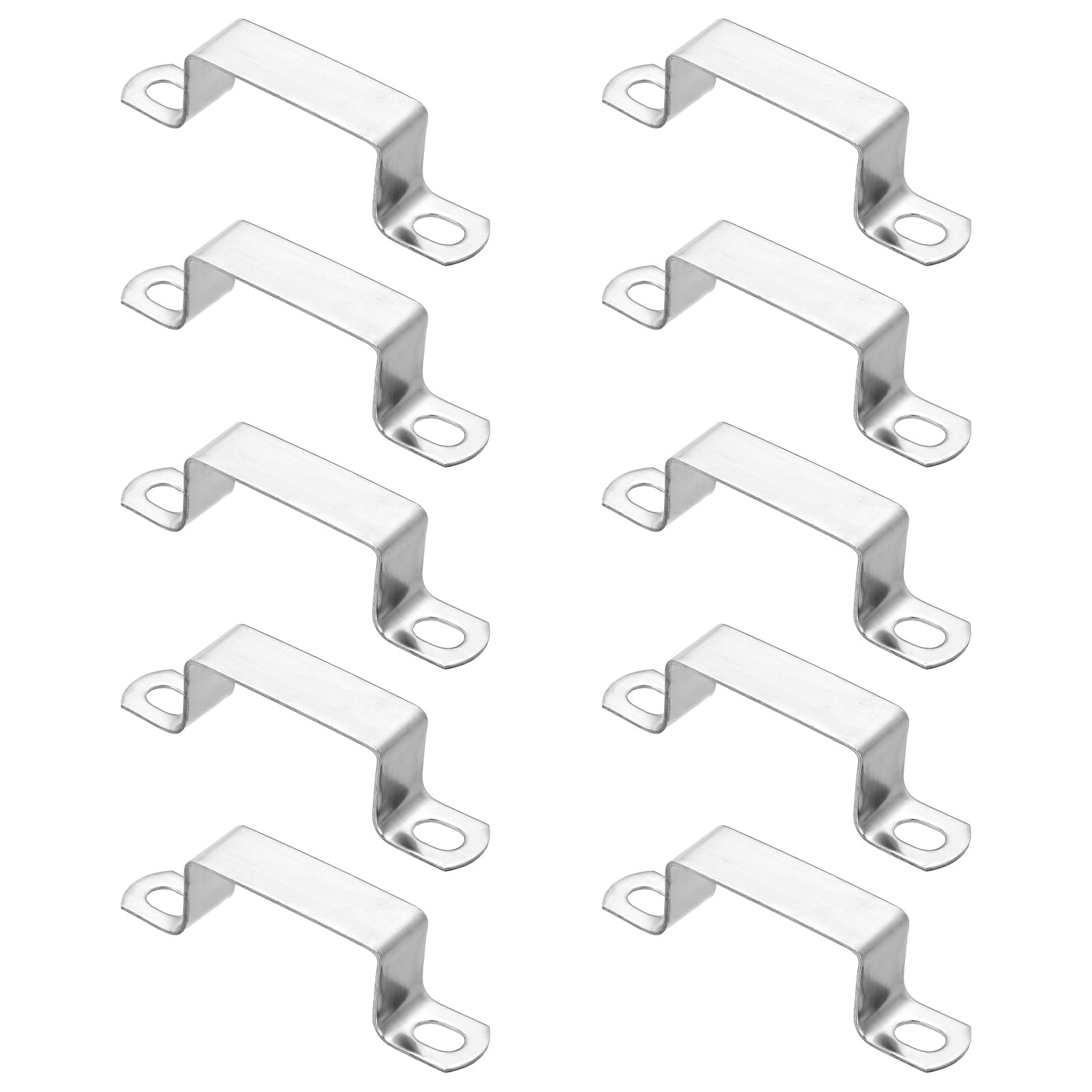 sourcing map 10pcs Square Pipe Clamp 50x25mm 304 Stainless Steel Square Tube Buckle U Shaped Tube Clamp Strut Connector for Pipe Hose Cable, Silver
