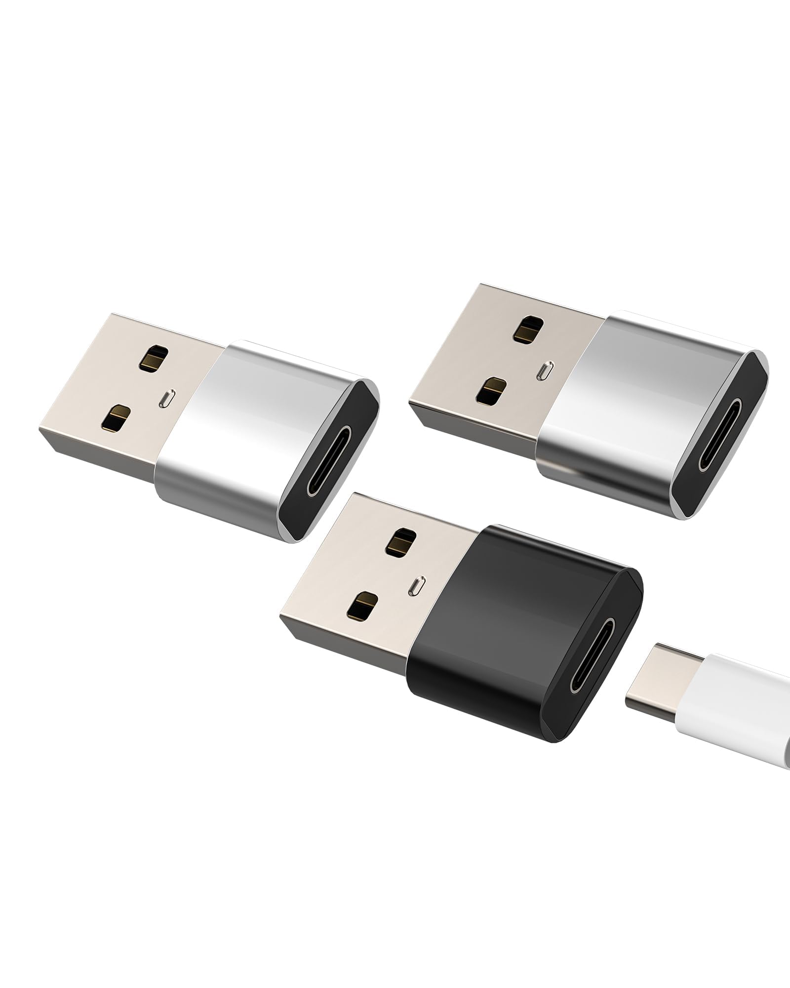 Adattatore USB C da USB (3Pack) per Apple iPhone compatibile per Samsung Tipo C Presa Cavo OTG Caricatore Convertitore Caricabatterie Adapter Ricarica Connettore Type Spina Adattatori Auto to
