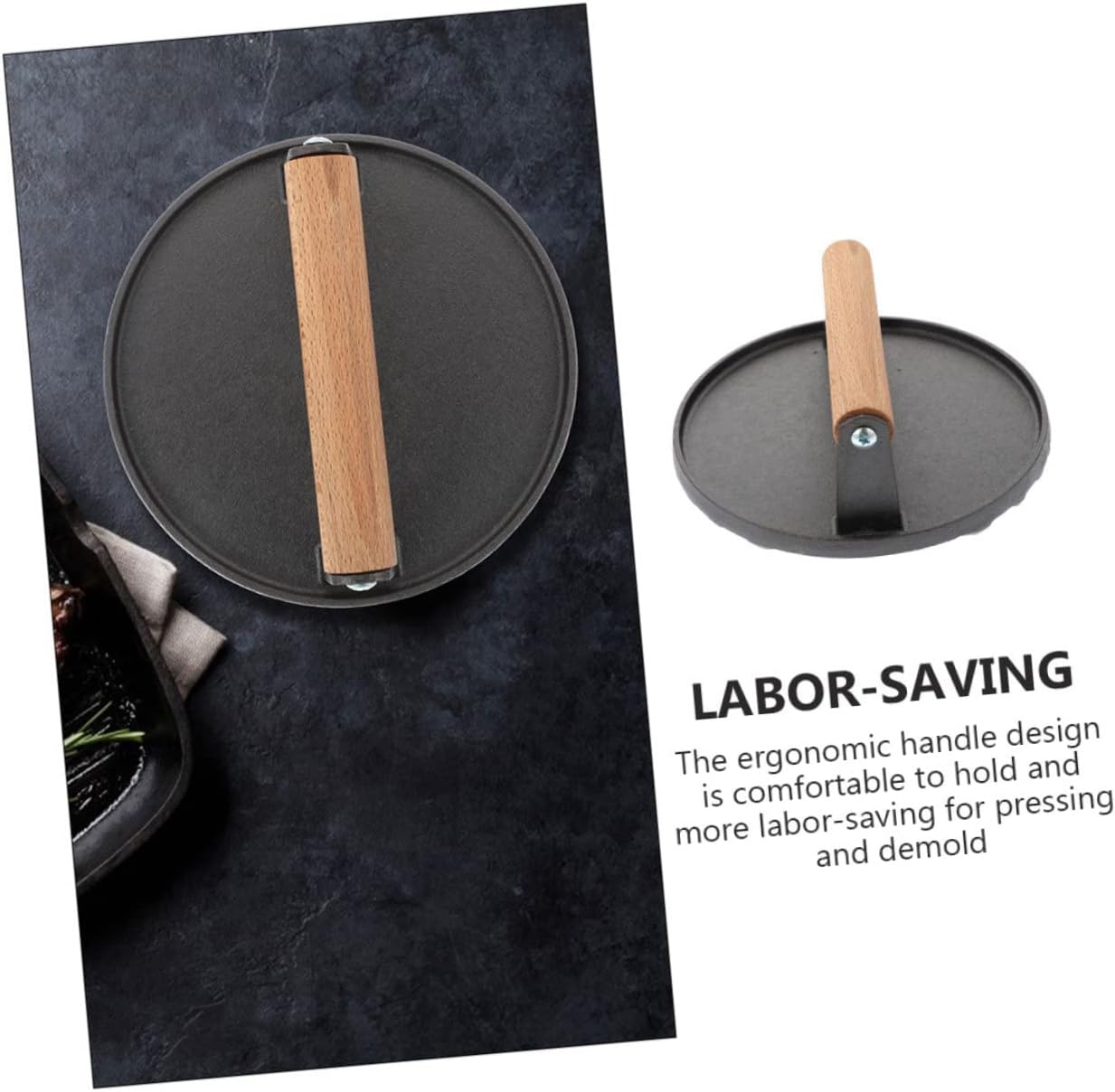 BESTonZON Household Round Burger Press Ergonomic Meat Press Tool for Easy Patty Shaping Non Stick Surface for Family Bbqs and Gatherings Kitchen Accessory for Delicious Burgers