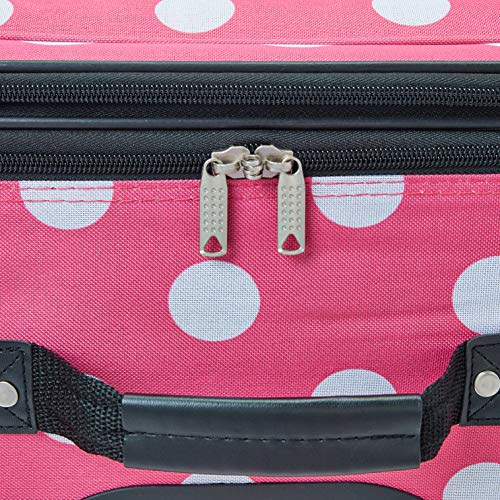 Rockland Polka Softside Upright Luggage Set, Expandable, Lightweight, Pink Dots, 4-Piece (14/19/24/28) #TOP3