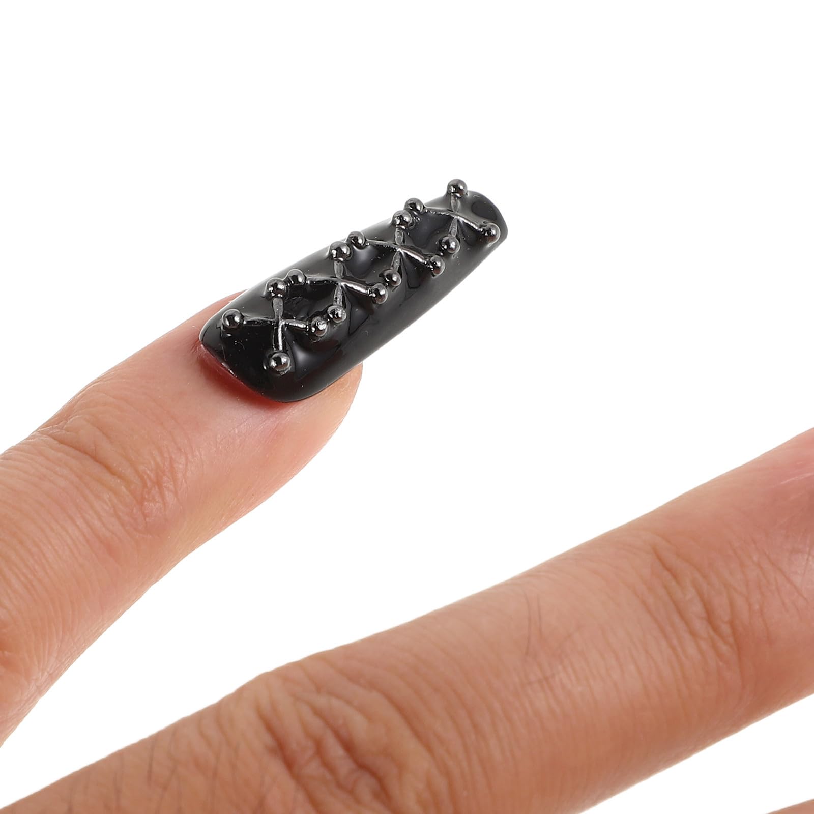 Healeved 50 Stück Schwarze Künstliche Fingernägel zum Aufkleben,