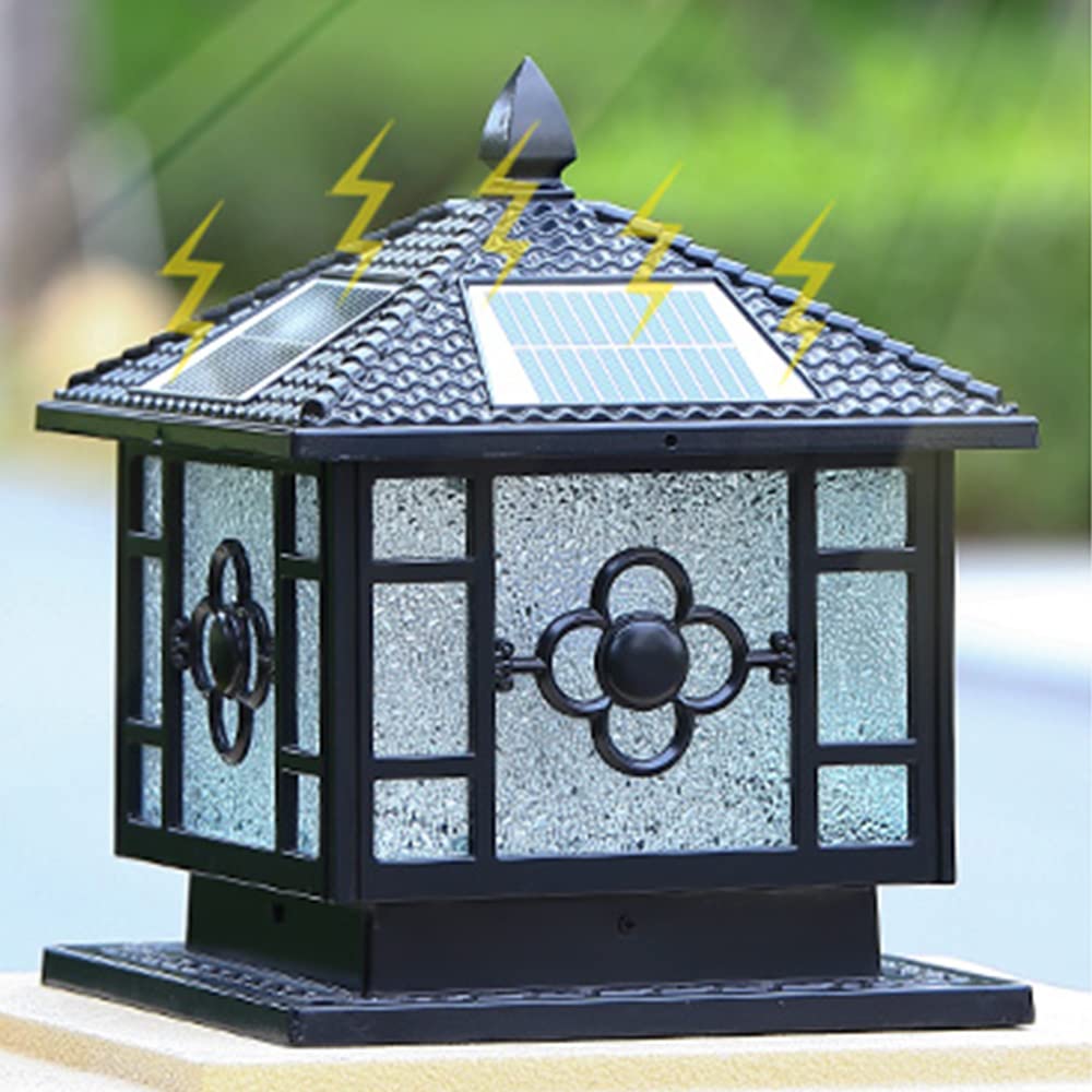 Lampa słupkowa Zewnętrzna lampa solarna LED Trójkolorowa ściemnialna lampa kolumnowa IP55 Wodoodporna lampa stygmatyczna Ścieżka ogrodowa Patio Light Gate Słupek słupkowy Light Ogrodzenie Światło gank