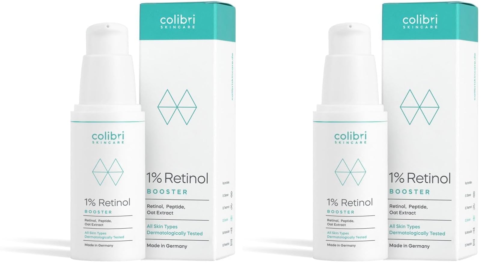 colibri skincare 1% RETINOL BOOSTER (30ml) - donne à la peau un aspect plus lisse et plus éclatant - rétinol encapsulé liposomal pour des résultats visibles - retinol serum visage (Lot de 2)