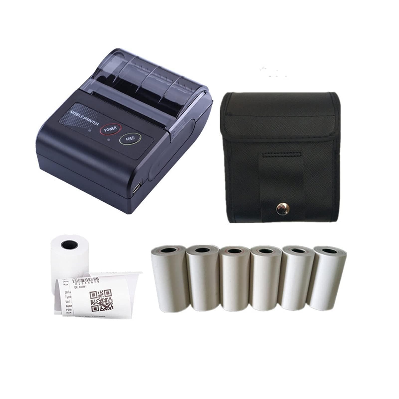 Impresora Inkjet Portátil, Impresora de recibos de Bluetooth portátil inalámbrica 58mm 2 "Impresoras térmicas de Bluetooth Fabricante de etiquetas for tiendas Mini Bill Printer Supplies(Add Case)