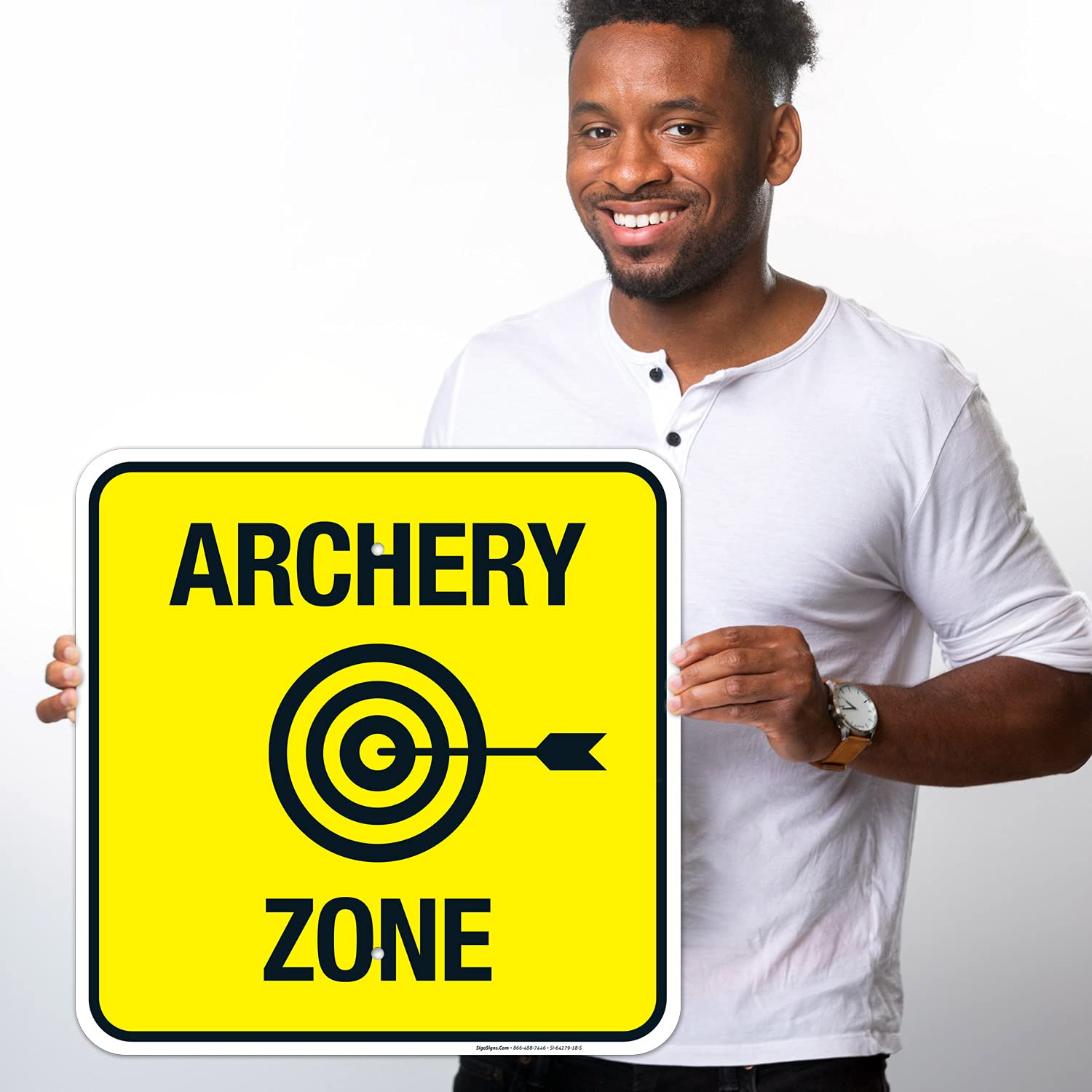 Archery Zone with Target Shooting Symbol Sign, 18x18 Inches, Rust Free .063 Aluminum, Fade Resistant, Made in USA