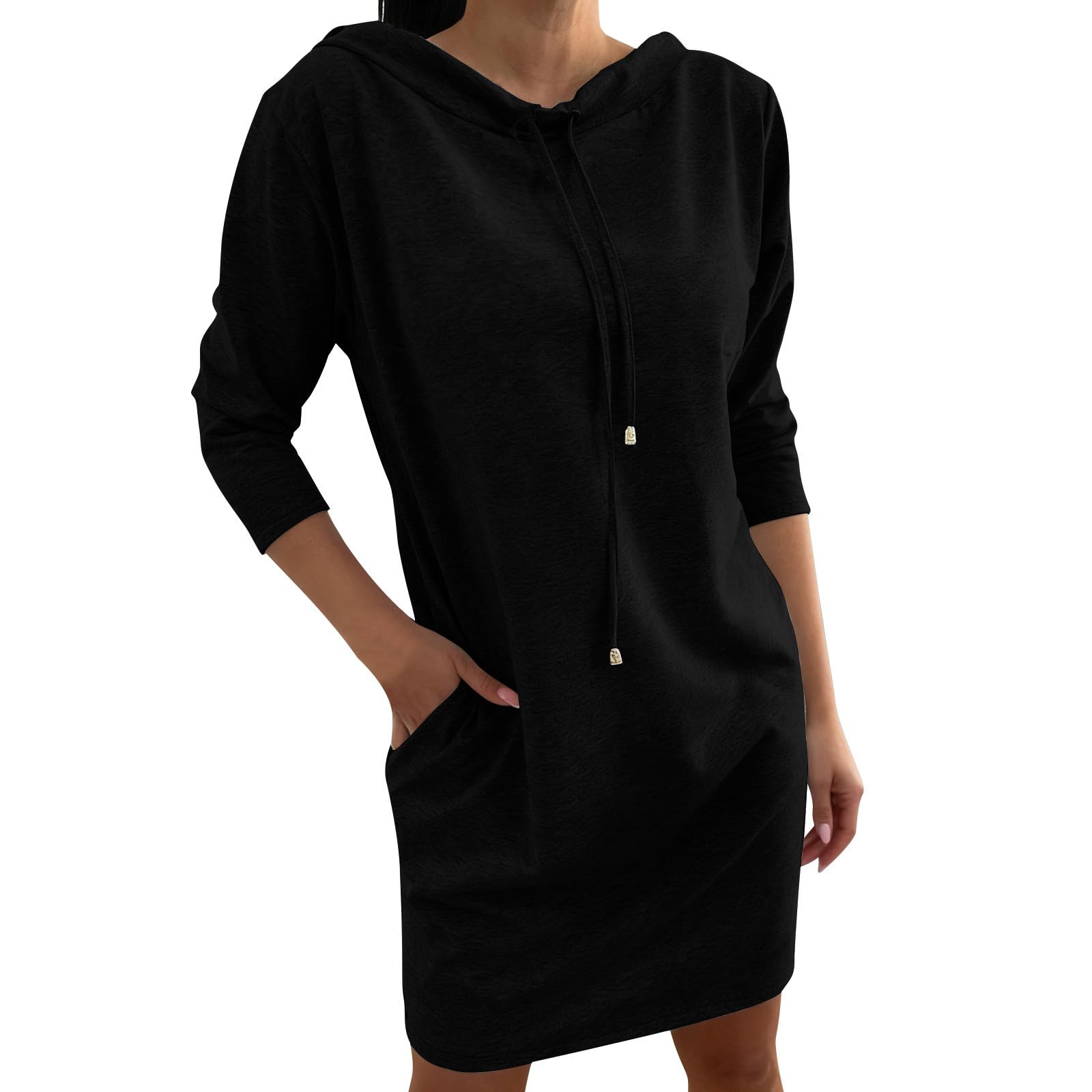 Hoodie Dress for Women Long Sleeve Oversized Fall Trendy Pullover Hooded Sweatshirt Casual Mini Dresses with Pocket