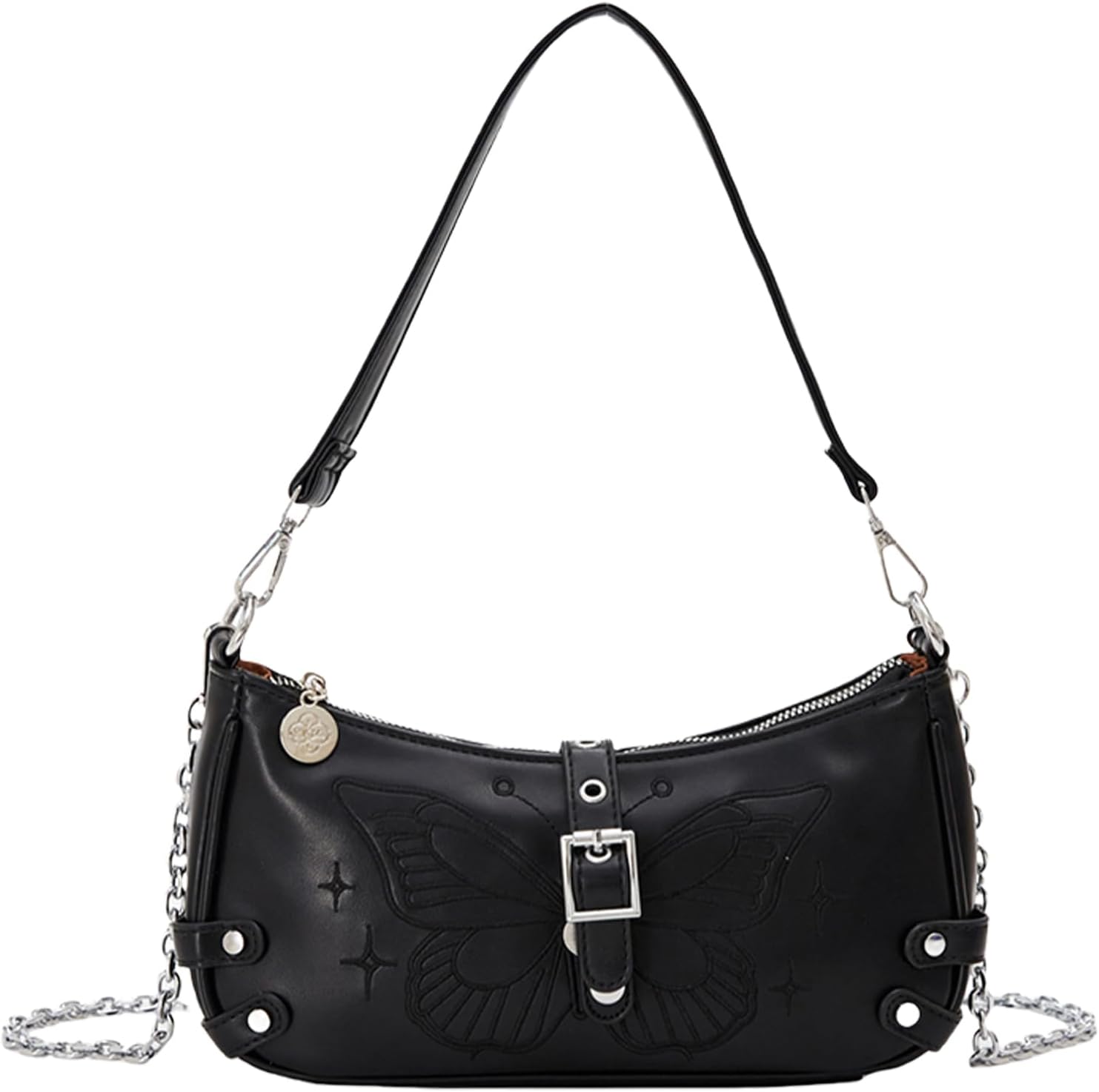 ブラウン living Luana Hawaiian ベージュ [JUNENTER] レディース 編み込みビーチバッグ 麦わらトート 刺繍入り ショルダーバッグ レディース 美的刺繍 バタフライ PU レザー ショルダー ハンドバッグ チェーンストラップ付き 脇下 バッグ クロスボディ パース