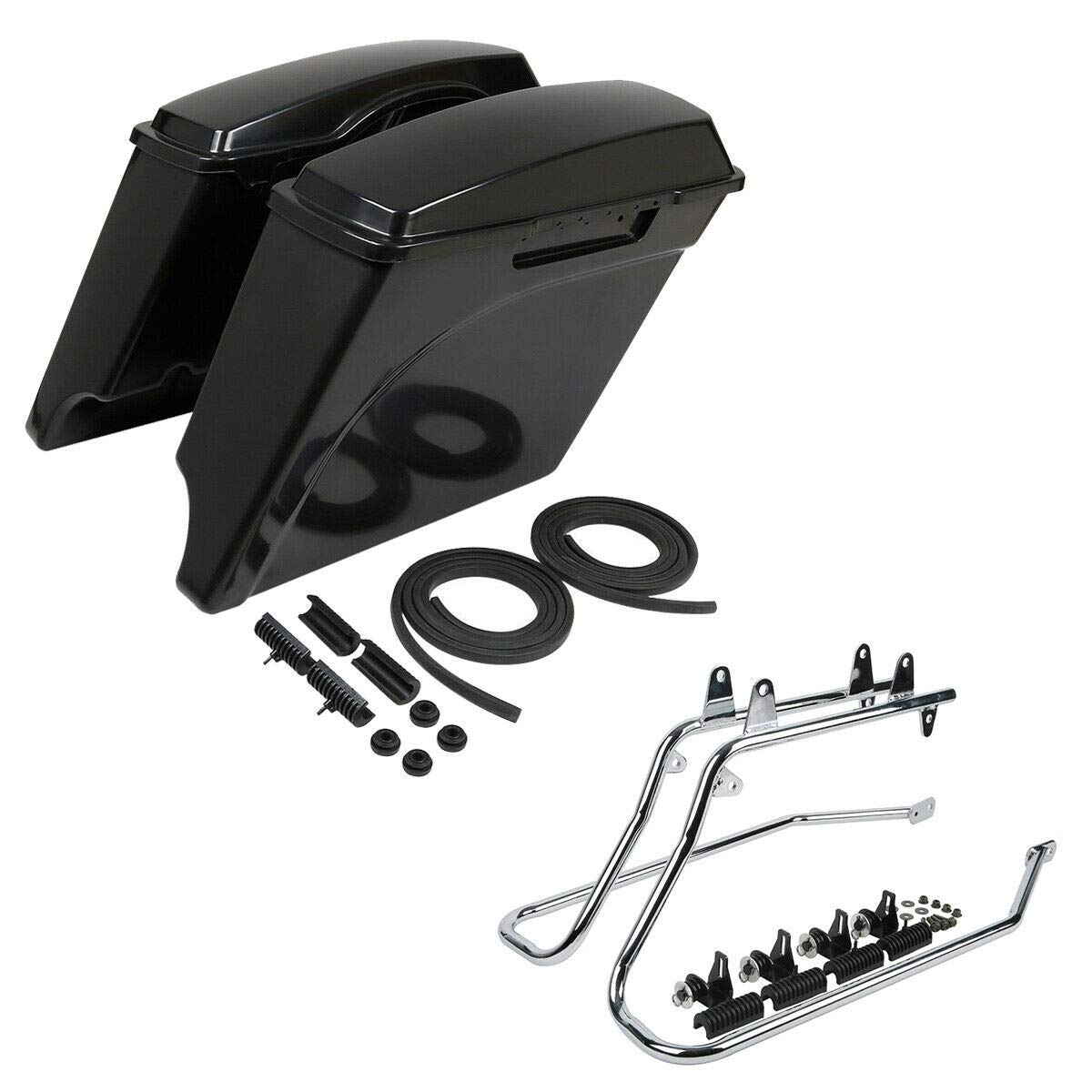 TCMT Unpainted 5" Extended Saddlebag Chrome Conversion Fit For Harley Softail Heritage Deluxe Models 1984-2017 (except for Deuce Model Softail Slim models)