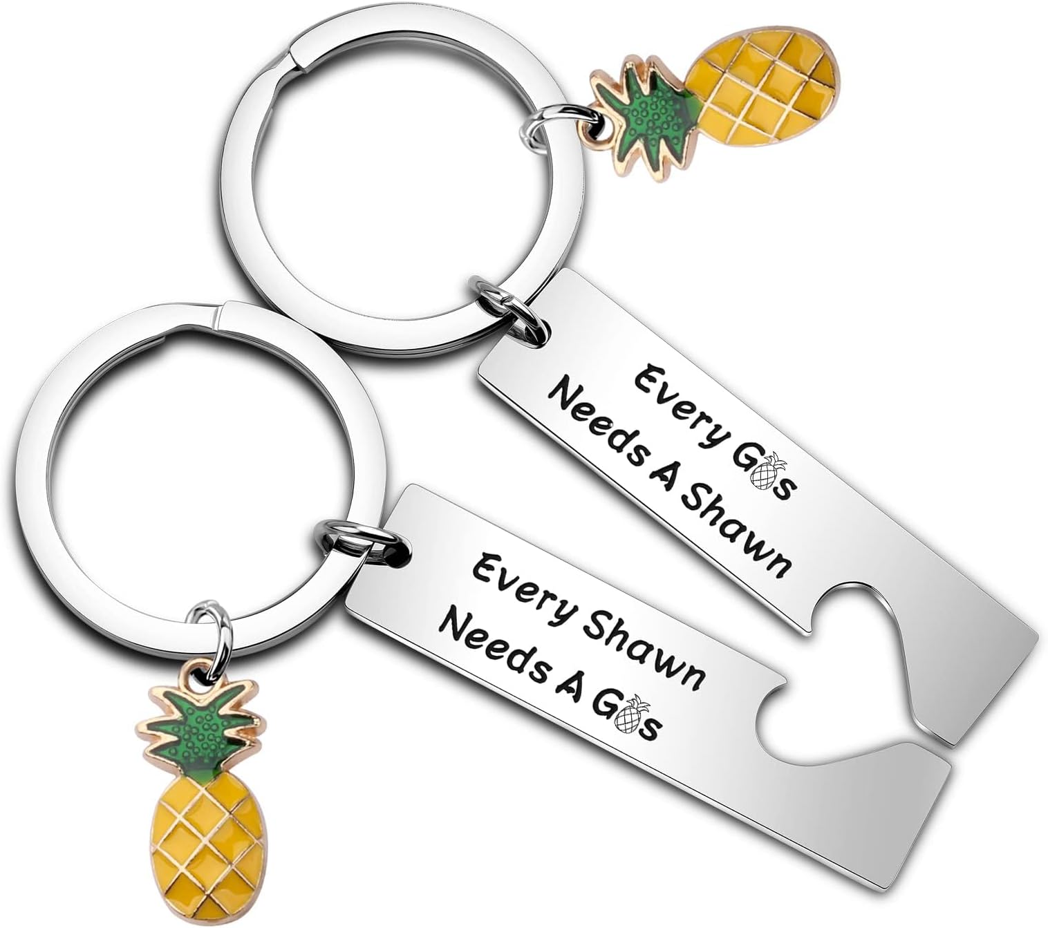 BEKECH Gus And Shawn Gift Every Gus Needs A Shawn Pineapple Charm Keychain Set for TV Serious Lover Psych Fan