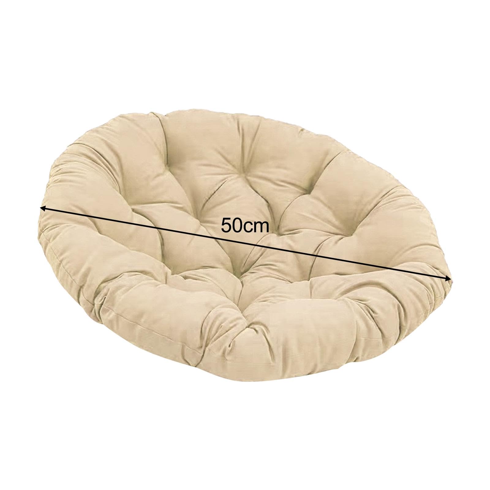 perfk Cuscino per Sedia Rotondo Imbottito da 50 cm a Forma di Cuscino per Sedia sospesa Tappetino per Sedia da Giardino Lavabile Resistente all'Acqua, Cachi