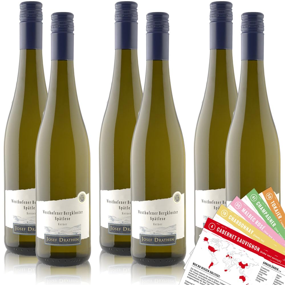 J.Drathen Westhofener Bergkloster Spätlese QmP, süß, sortenreines Weinpaket + VINOX Winecard (6x0,75l)