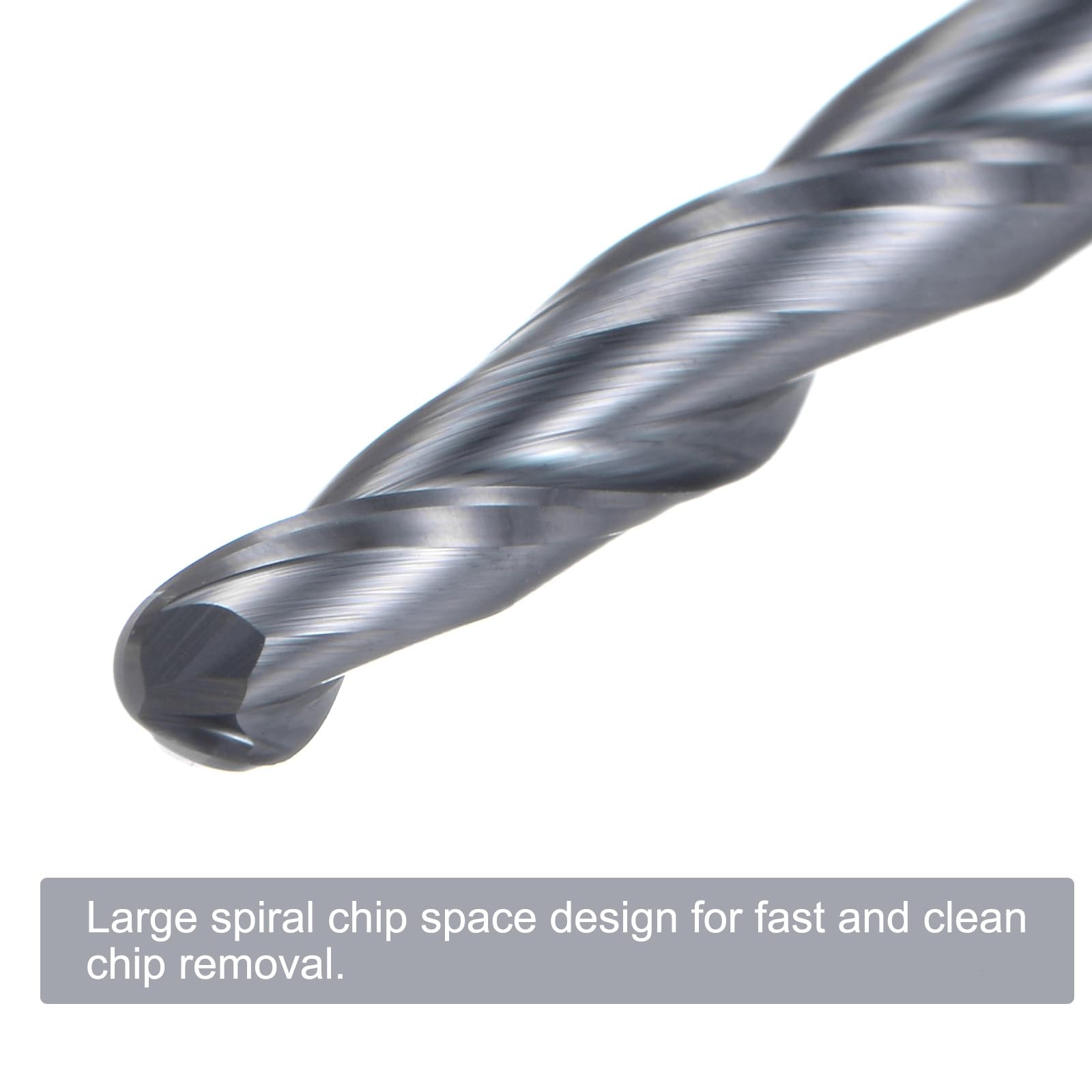 QUARKZMAN Fresa Sfera Conica Fresa CNC, Raggio 1,5 Mm, Gambo da 1/4" Carburo Tungsteno Rivestito Tialn, Spirale 2 Taglienti, Utensile Fresatura, Diametro 3 Mm, Lunghezza Totale 3 Pollici