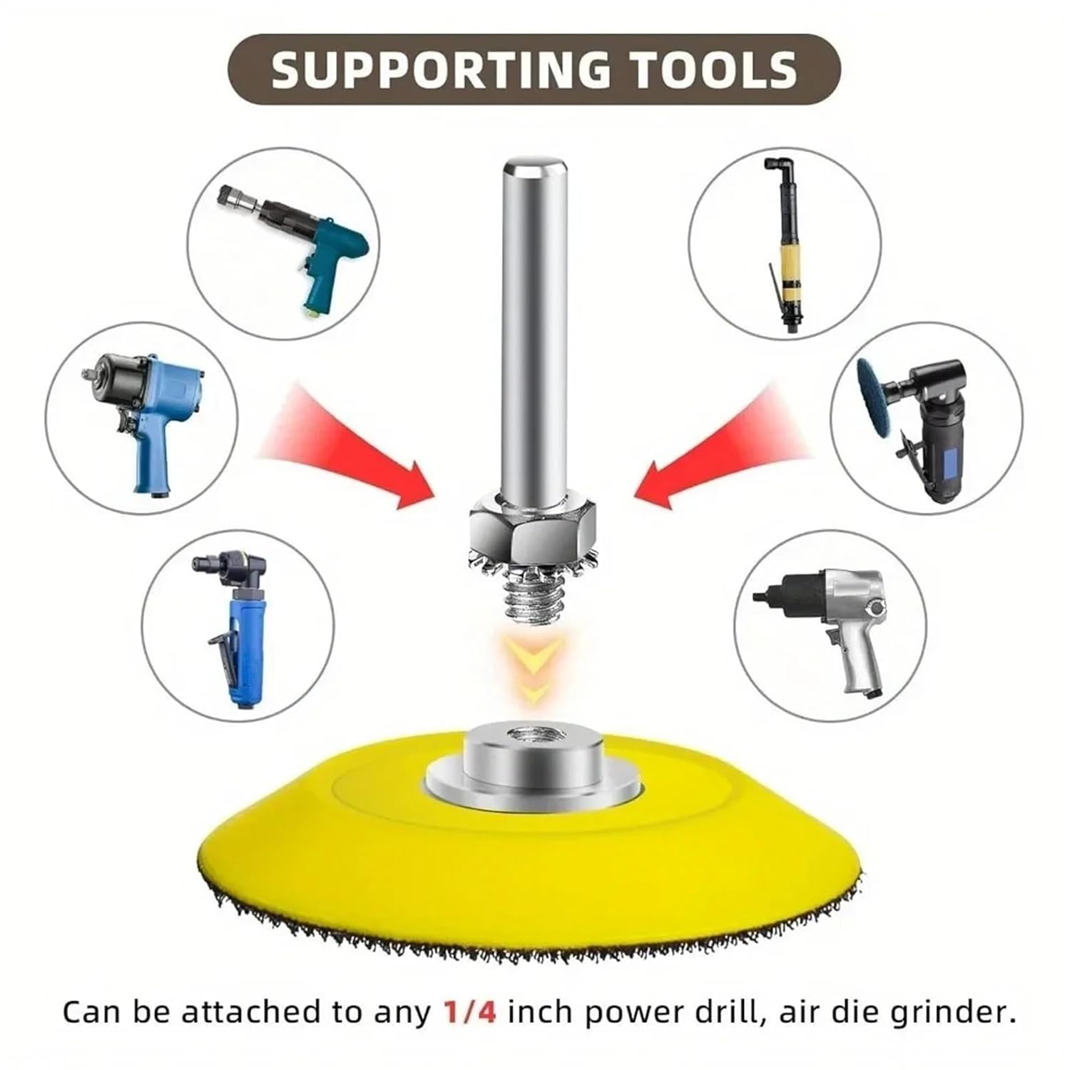 Angle Grinder Backing Pad 10/8pcs 2Inch Hook and Loop Sanding Pad for Discs with 1/4Inches Shank Drill Attachment and Soft Foam Layer Buffering(10PC)