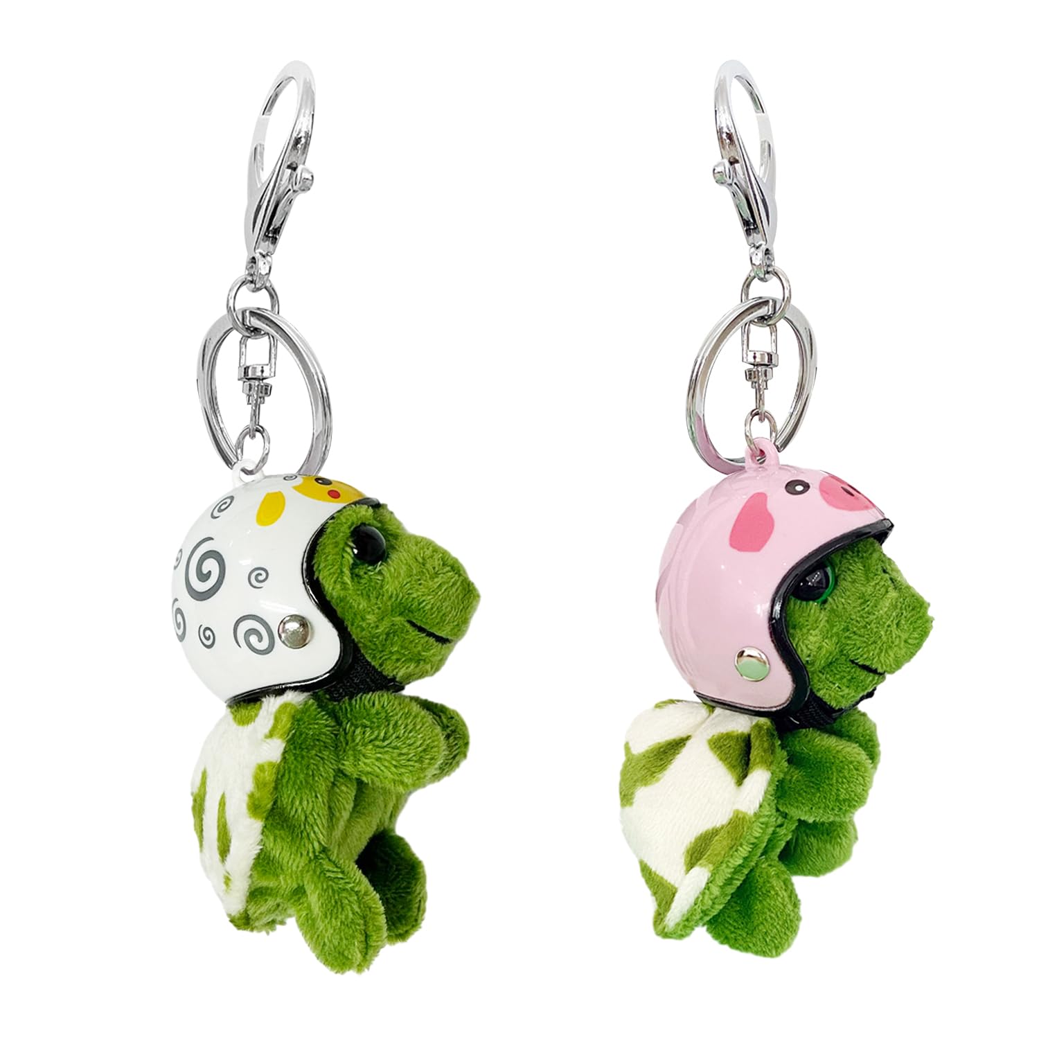 MEMOFYND2 motorcycle turtle keychains, cute plush pendant, green cartoon turtle decoration, personalized keychain, stuffed toy turtle keychain.