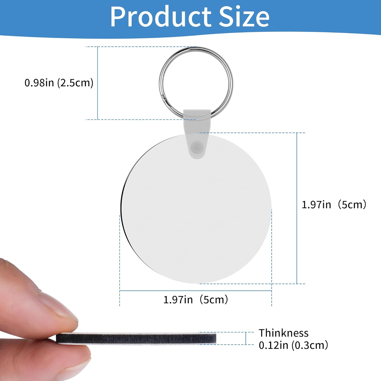 Merkisa 150 Pcs Sublimation Keychain Blanks – Double-Sided Heat Transfer Blanks 50 Set with Rings & Clips, Clear Film– DIY Bulk Blank Keychains for Crafts, Personalized Gifts (Round) - Image 2