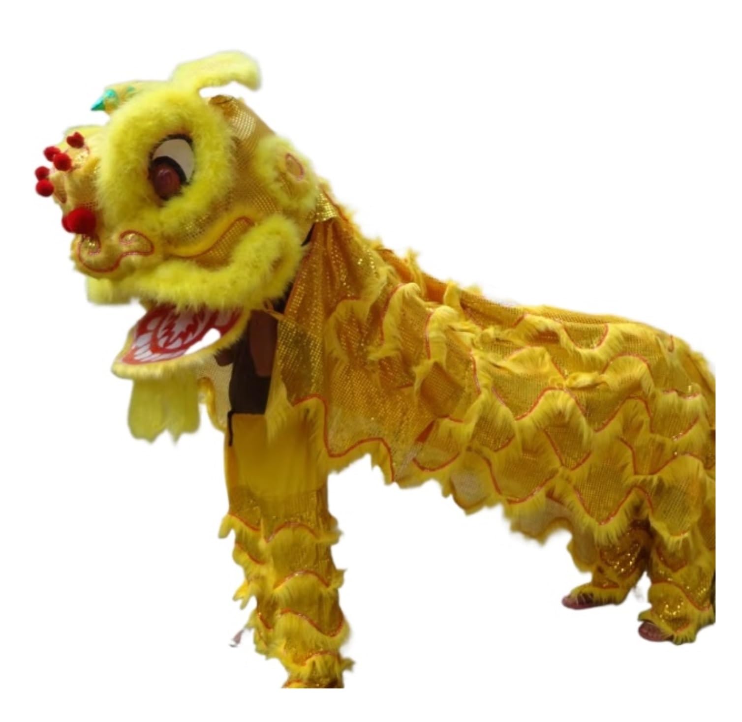 Krxsobnv Yellow Lion Dance Clothes, Head Chinese Folk Art Lion Dance Costume Performance Props New Year