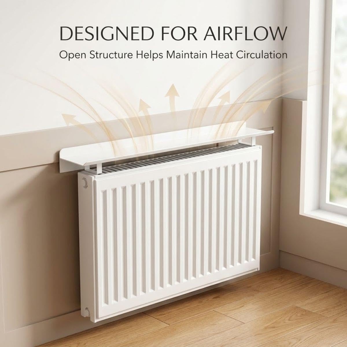 Étagère de Radiateur Sans Perçage 100cm Aluminium Blanc