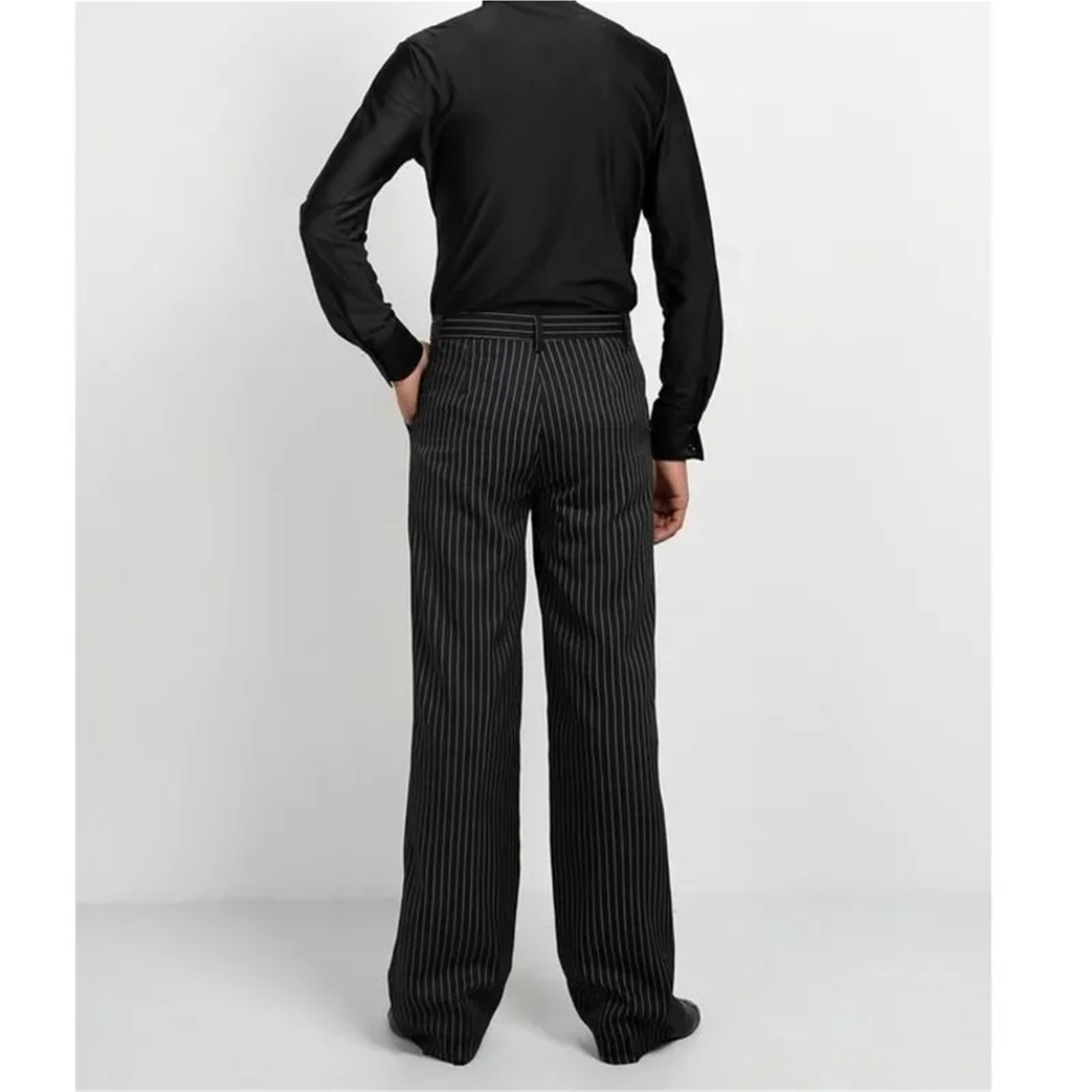 Latein Tanzhosen for Herren Herren Jungen Tanzhose Ballsaal Gestreifte for Männer Latein Kostüme Tangohose Tanzbekleidung(Waist 83cm)