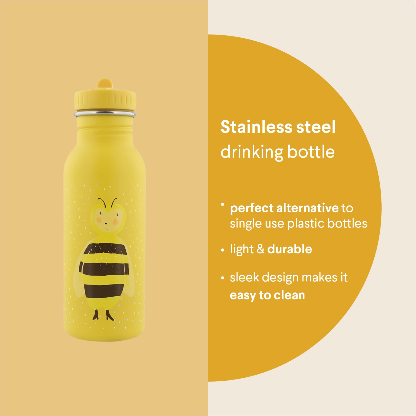 Trixie Baby Trixie – Borraccia per bambini in acciaio inossidabile, 500 ml – Mrs. Bumblebee (Bumblebee)