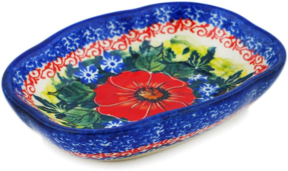 Authentic Polish Pottery Soap Dish Signature UNIKAT in Red