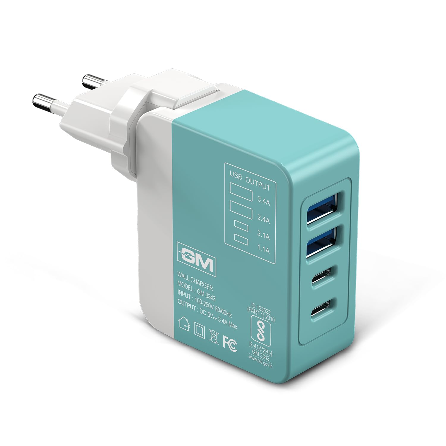 GM 3343 Cuba 4 USB Port| Type A & Type C | Suitable for All Mobile Phones|1 Year Warranty | White Color Travel Charger (B0CF9VM2GL) Amazon Price History, Amazon Price Tracker