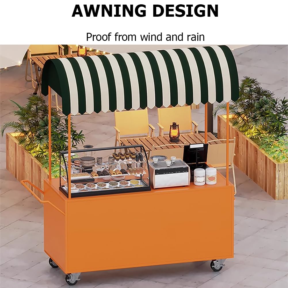 le Carrello per alimenti con ruote bloccabili, espositore in ferro per mercati, portatile, per catering, bancarella alimentare per eventi e festival